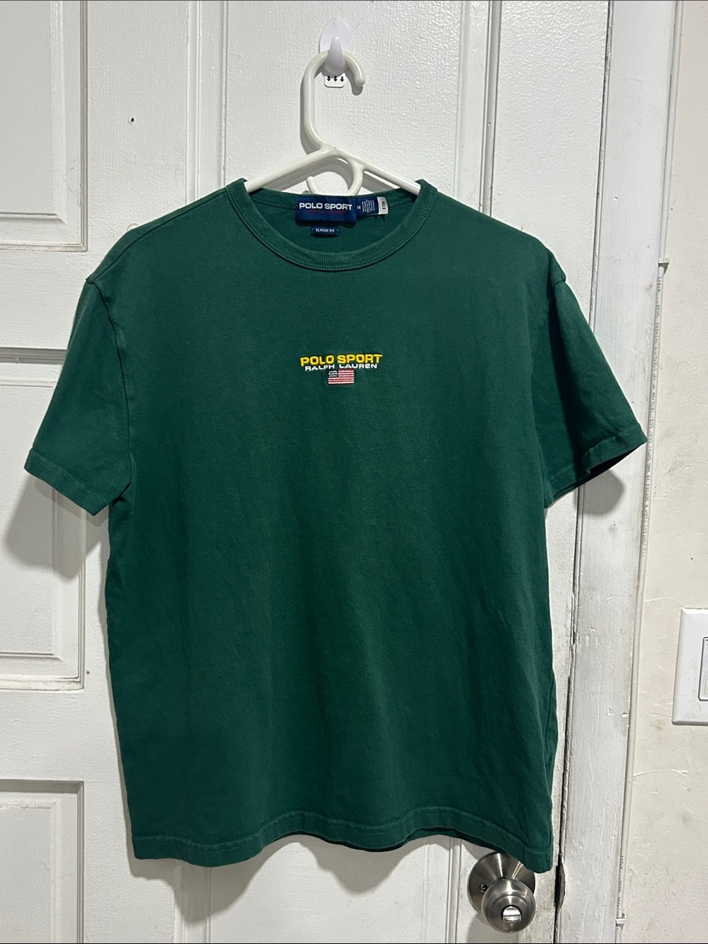 Polo by Ralph Lauren Forest Green Vintage Polo Sport Tee with Yellow Logo